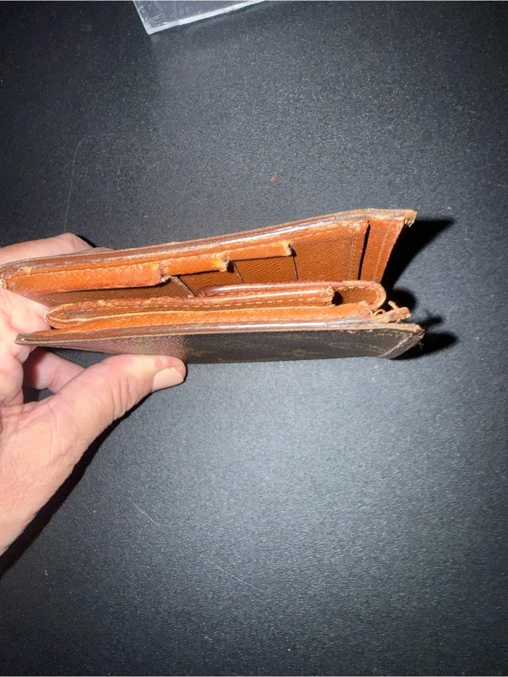 Louis Vuitton Brown Monogram Money wallet with Tan Trim